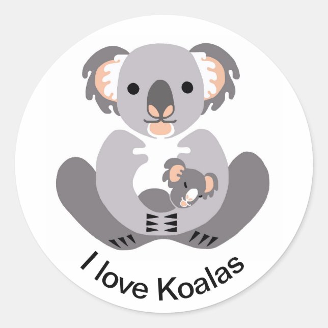 Sticker Rond J'aime KOALAS - Marsupial - Faune Aussie - Natu (Devant)