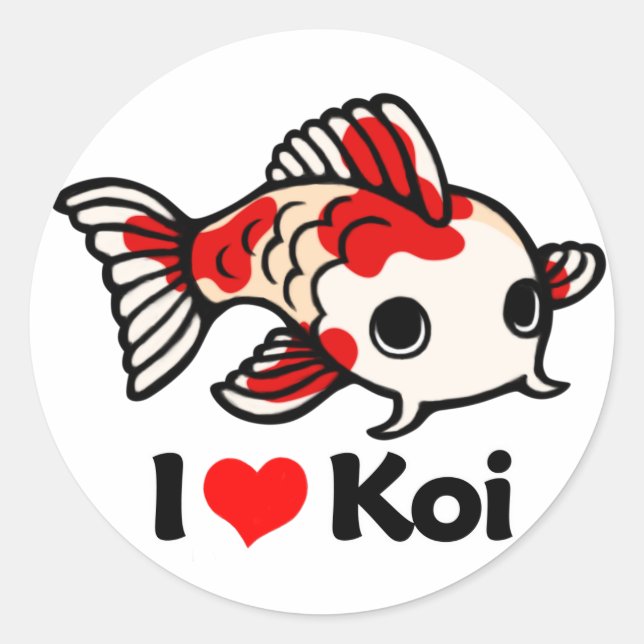 Sticker Rond J'aime Koi (Devant)