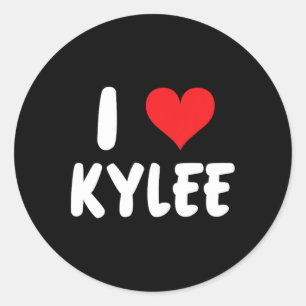 Sticker Rond J'aime Kylee - Cœur - Nom 