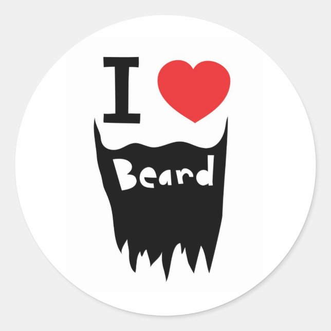 Sticker Rond J'aime la barbe (Devant)