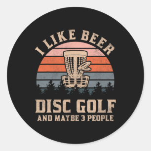 Sticker Rond J'aime la bière, le disc golf et peut-être 3 perso