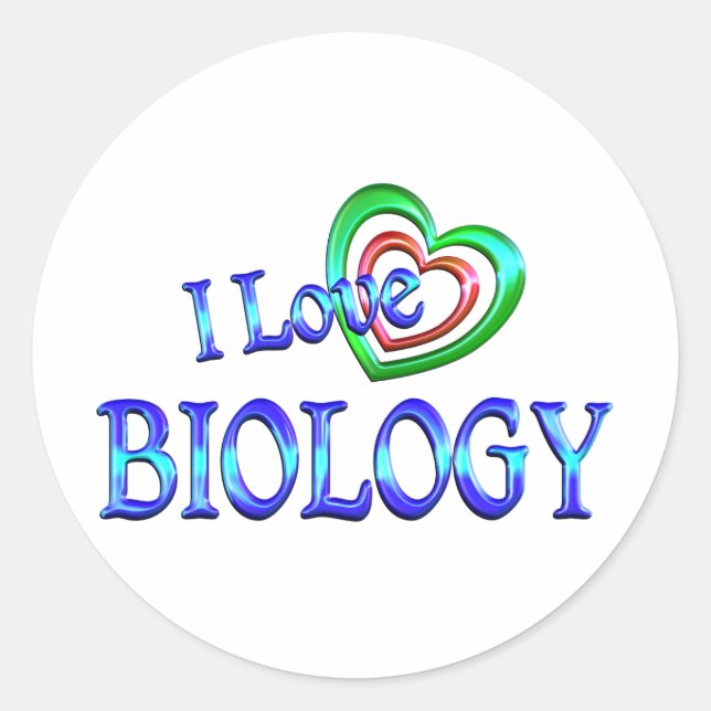 Sticker Rond J'aime la biologie (Devant)