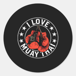 Sticker Rond J'aime la boxe thaïlandaise Muay Thai arts martiau