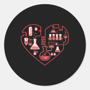 Sticker Rond J'aime la chimie du cœur scientifique pour l'ensei