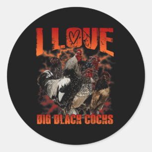 Sticker Rond J'aime la citation humoristique de grand coq noir