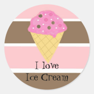 Sticker Rond J'Aime La Crème De Glace