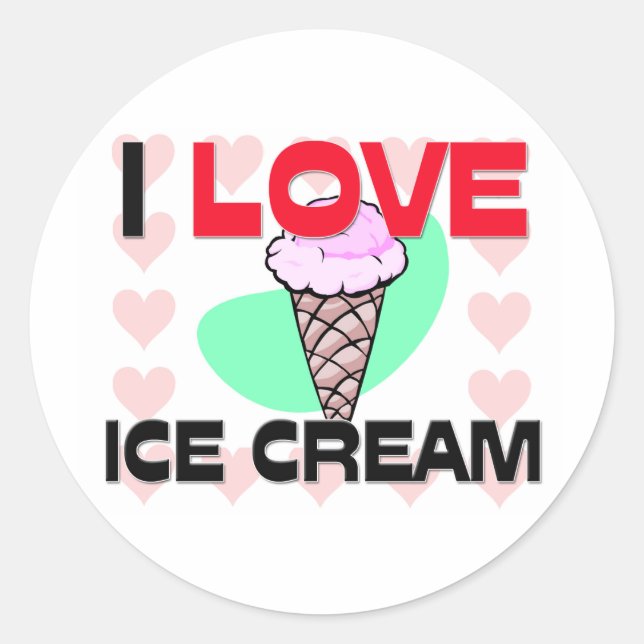 Sticker Rond J'Aime La Crème De Glace (Devant)