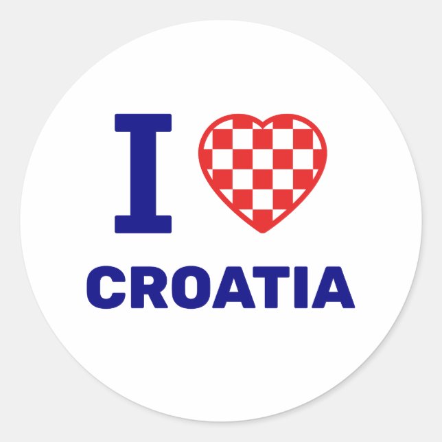 Sticker Rond J'aime la Croatie (Devant)
