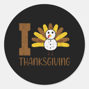 Sticker Rond J'aime la fête de Thanksgiving Jour de la dinde Fa