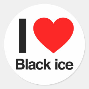 Sticker Rond j'aime la glace noire