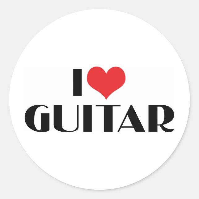 Sticker Rond J'aime la guitare (Devant)