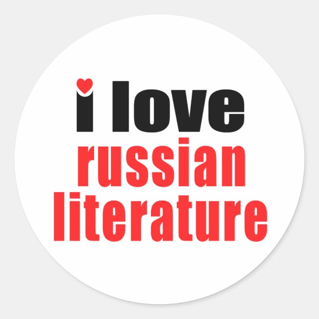 Sticker Rond J'aime la littérature russe (Devant)