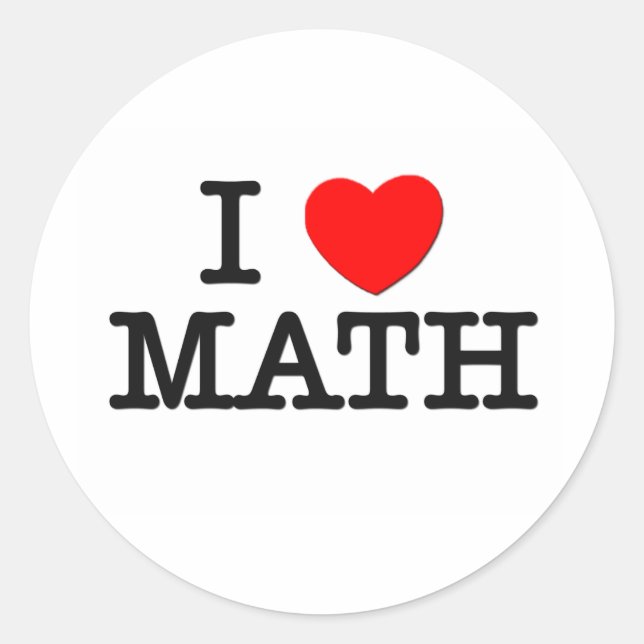 Sticker Rond J'aime la mathématiques (Devant)
