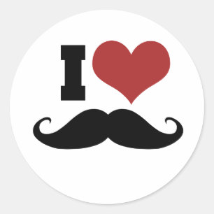 Sticker Rond J'aime la moustache