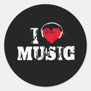 Sticker Rond J'aime la musique