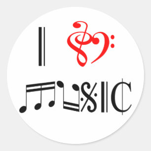 Sticker Rond J'aime la musique