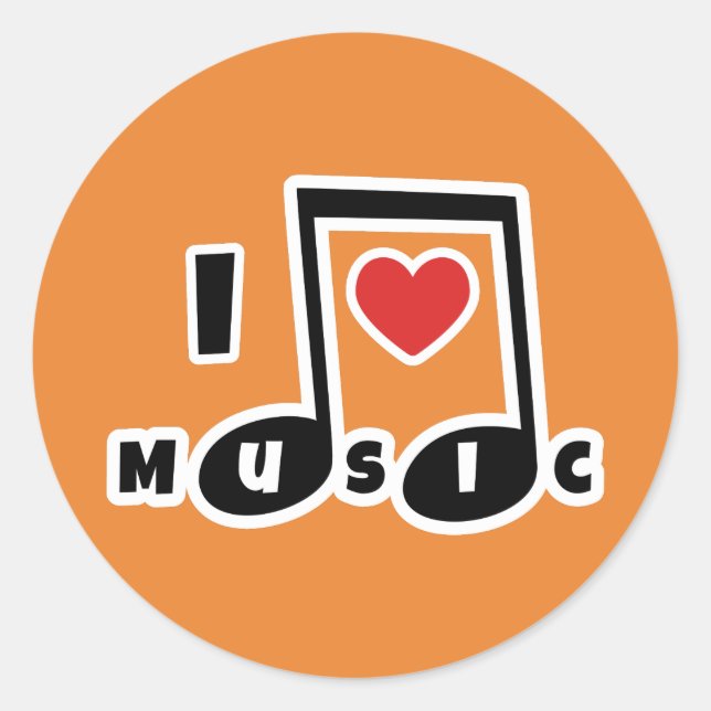 Sticker Rond J'aime la musique (Devant)
