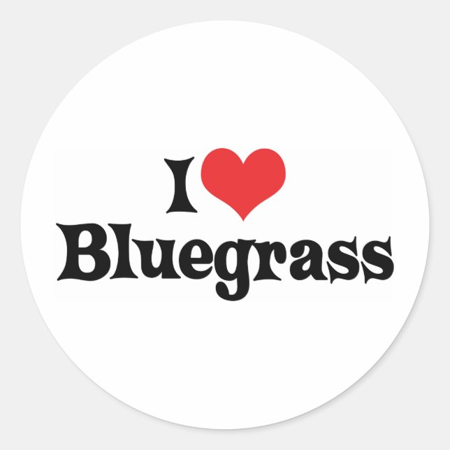 Sticker Rond J'aime la musique Bluegrass (Devant)