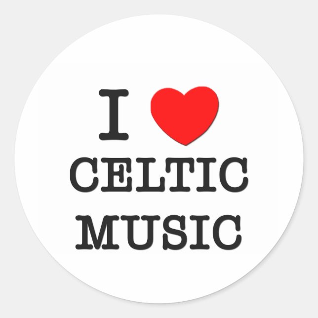 Sticker Rond J'aime la musique celtique (Devant)