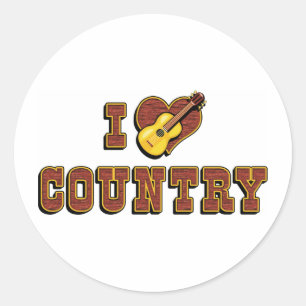 Sticker Rond J'aime la musique country