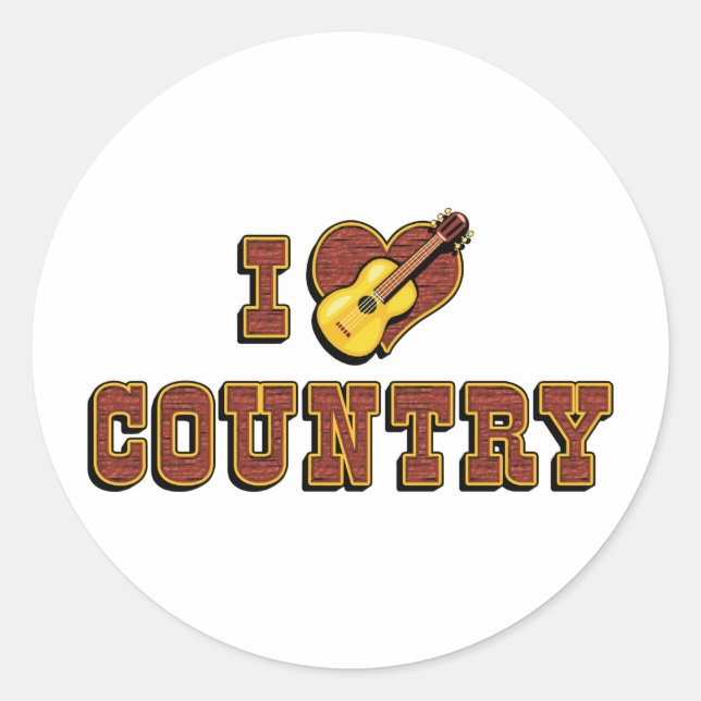 Sticker Rond J'aime la musique country (Devant)