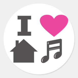 Sticker Rond J'aime la musique de maison