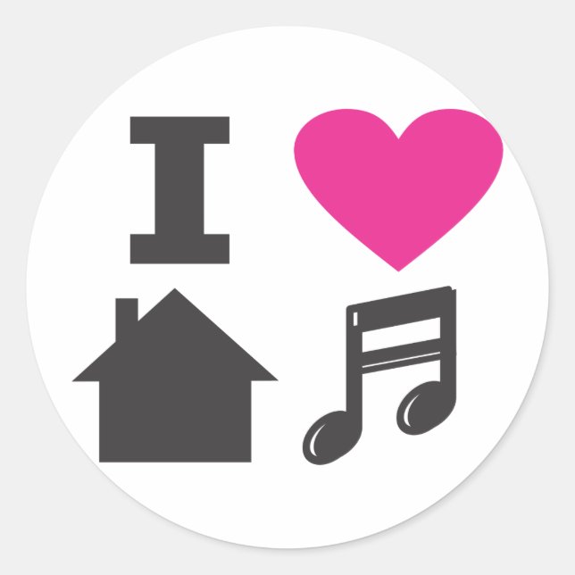 Sticker Rond J'aime la musique de maison (Devant)