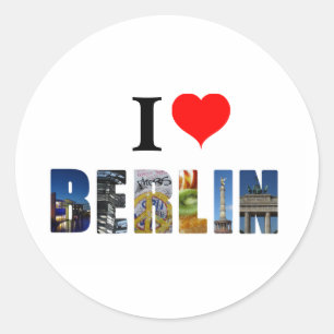 Sticker Rond J'aime la photo de ville de voyage de Berlin
