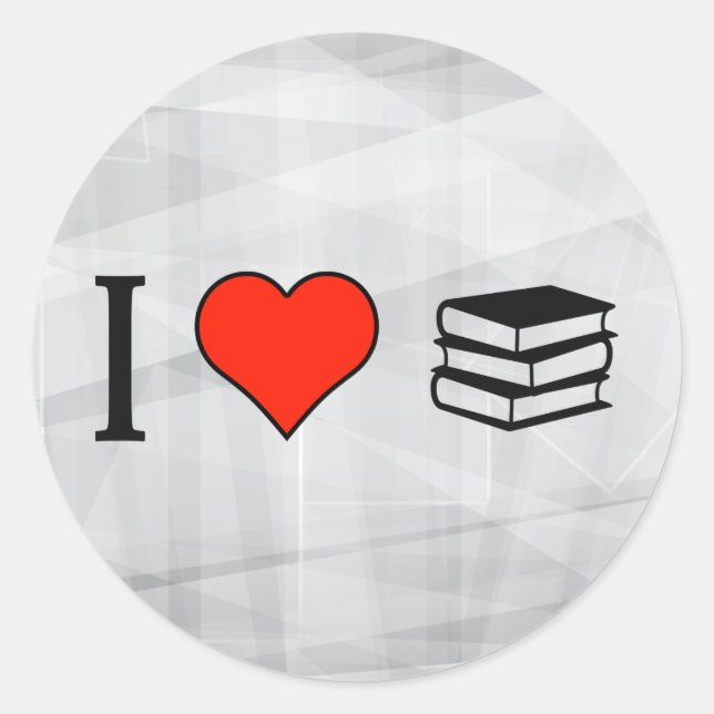 Sticker Rond J'Aime La Pile De Livres (Devant)