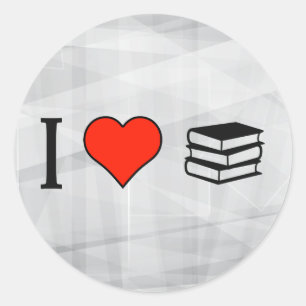 Sticker Rond J'aime la pile de livres
