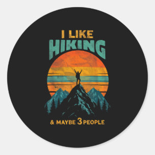 Sticker Rond J'aime la randonnée et peut-être 3 personnes rando