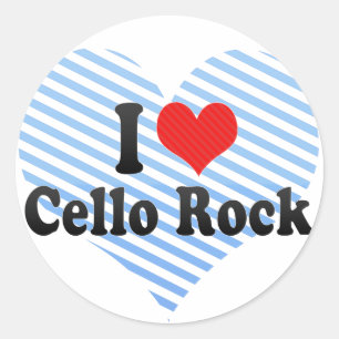 Sticker Rond J'aime la roche de violoncelle