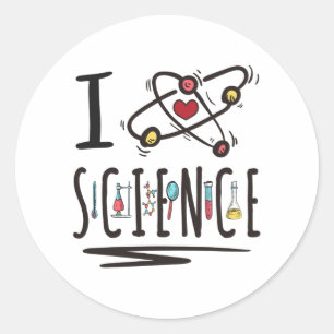 Sticker Rond J'aime la science
