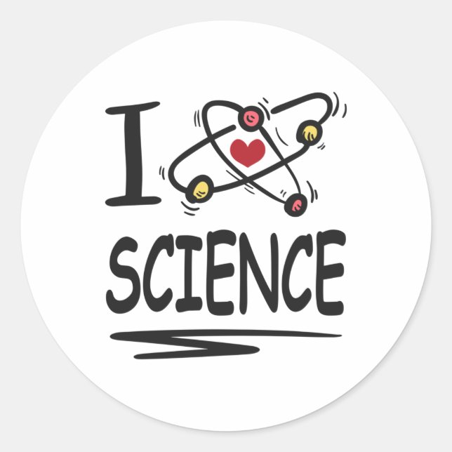 Sticker Rond J'aime la science (Devant)