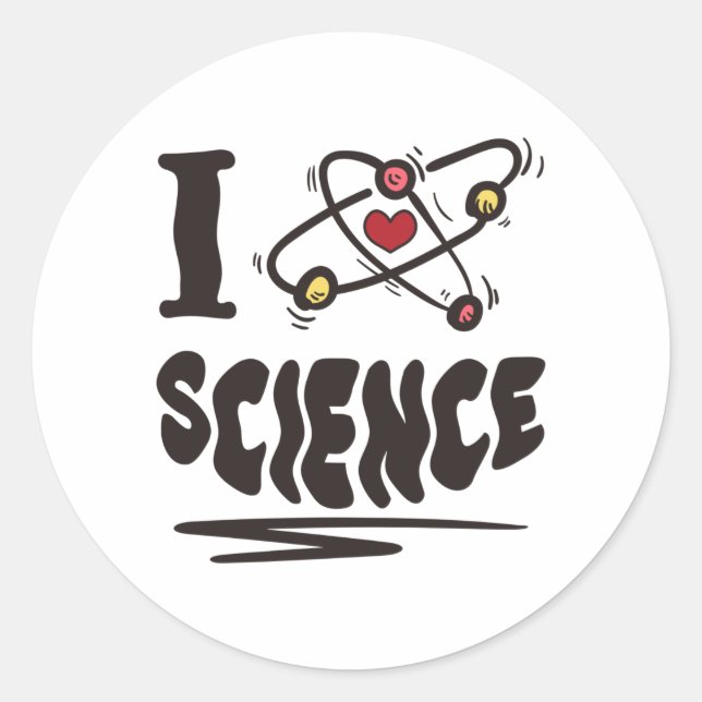 Sticker Rond J'aime la science (Devant)