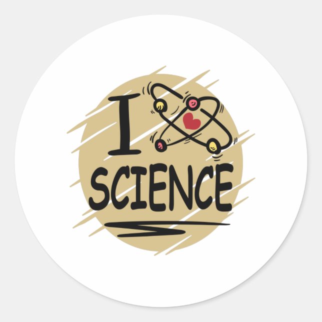 Sticker Rond J'aime la science (Devant)