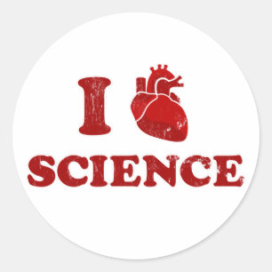 Sticker Rond j'aime la science/anatomie de coeur de la