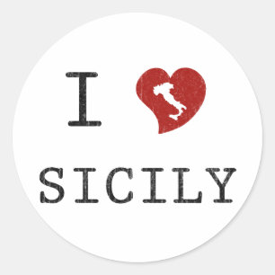 Sticker Rond J'aime la Sicile