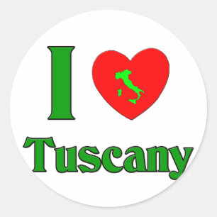 Sticker Rond J'aime la Toscane Italie