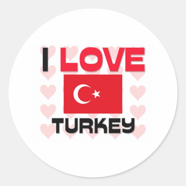 Sticker Rond J'aime la Turquie (Devant)