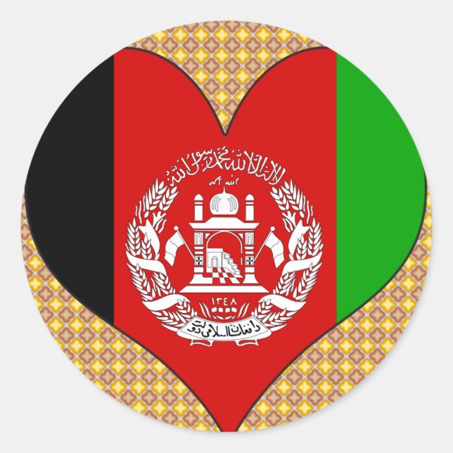 Sticker Rond J'aime l'Afghanistan (Devant)