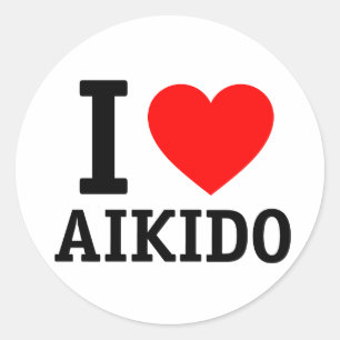 Sticker Rond J'aime l'aïkido