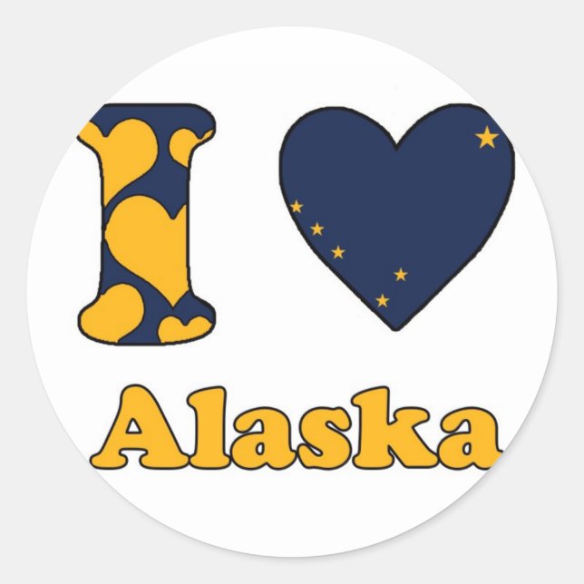 Sticker Rond J'aime l'Alaska (Devant)