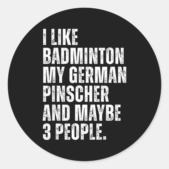 Sticker Rond J'aime l'amateur de badminton propriétaire de chie (Devant)