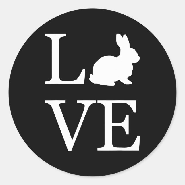 Sticker Rond J'Aime Lapin Écraser Silhouette Bunny (Devant)