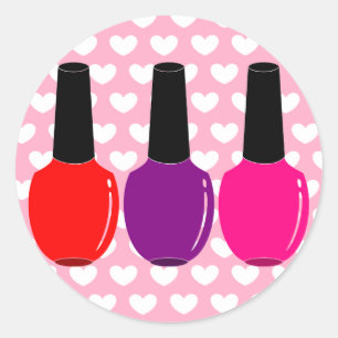 Sticker Rond J'aime l'art pourpre rose rouge de vernis à ongle