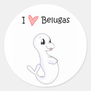 Sticker Rond J'aime l'autocollant de belugas