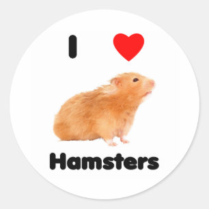Sticker Rond J'aime l'autocollant de hamsters
