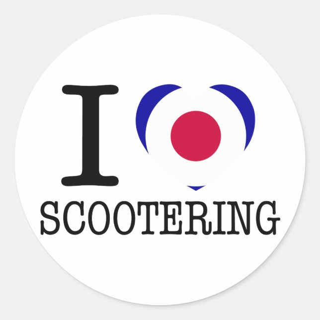 Sticker Rond J'aime l'autocollant de Scootering (Devant)