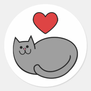 Sticker Rond J'aime le bouton des chats